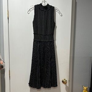 Nanette Lenpore Sleeveless Black Polka Dot Dress EUC